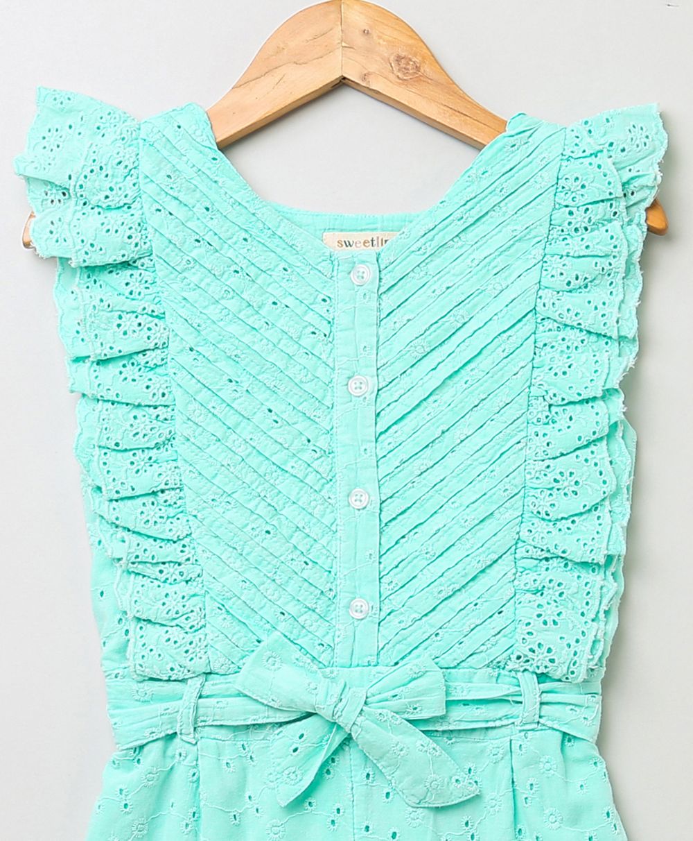 Blue Ruffled Sleeveless Jumpsuit