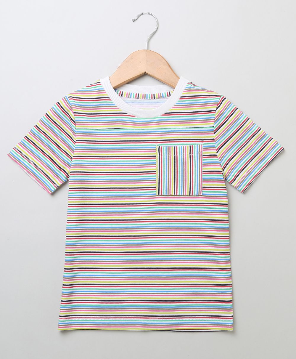 Multicoloured Stripes Girls T-shirt