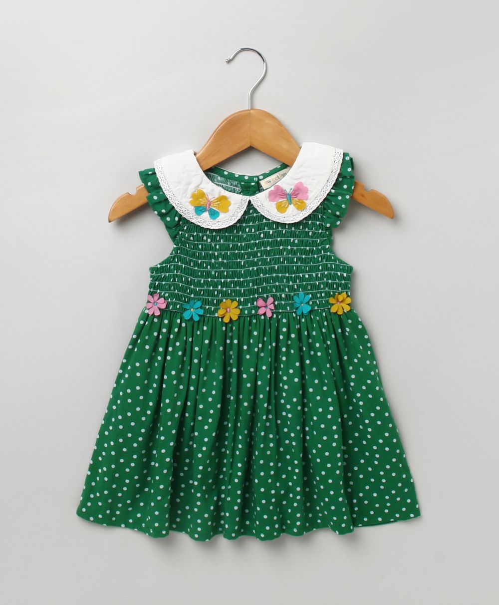 Green Polka Dot Printed Dress