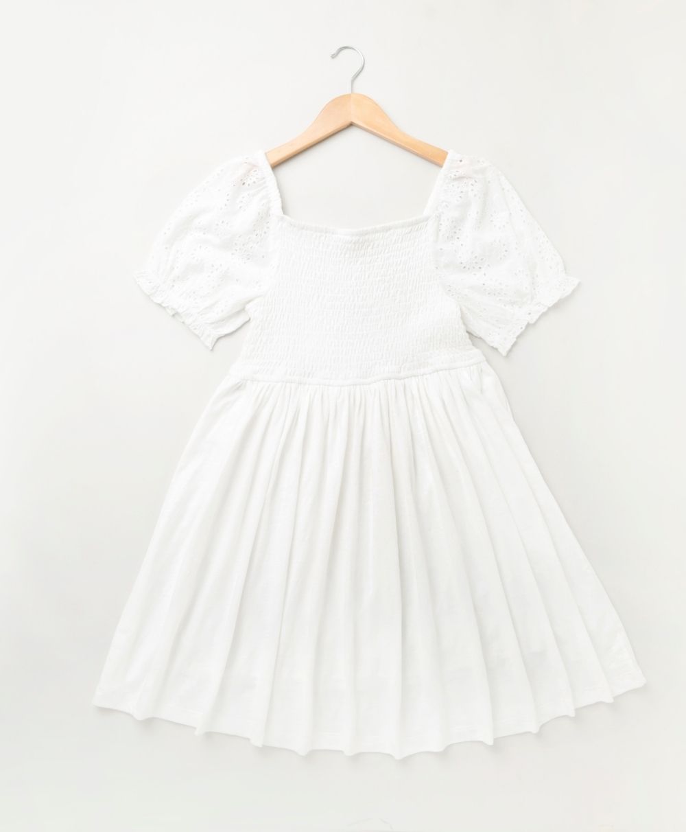 White Jersey A Line Dress