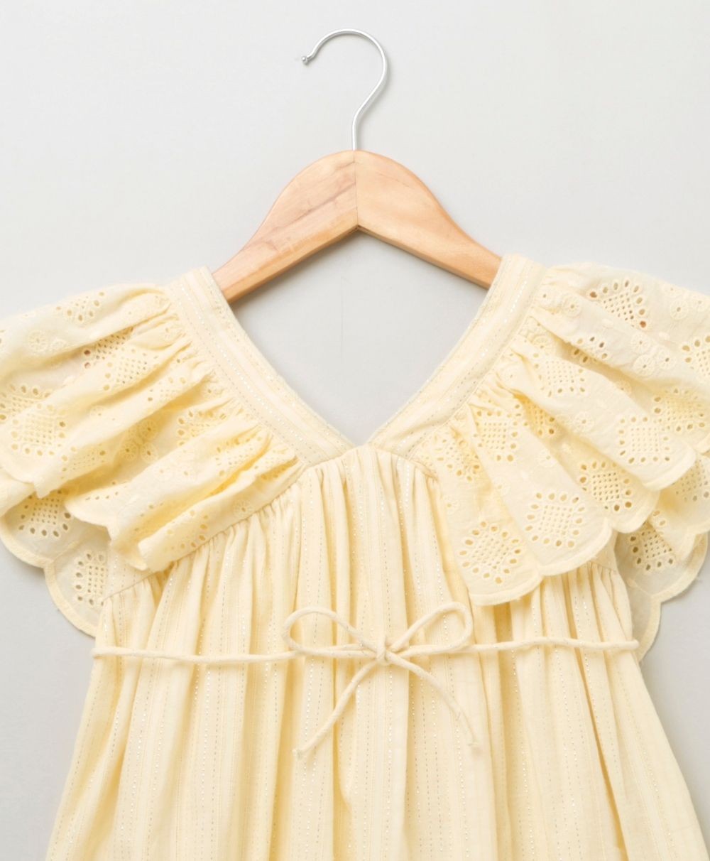 Lurex Striped Dress with Lace Detailing