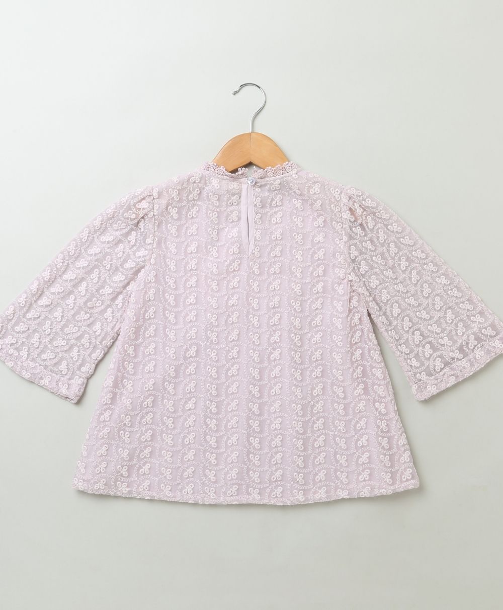 Mesh Schiffly Embroidered Blouse