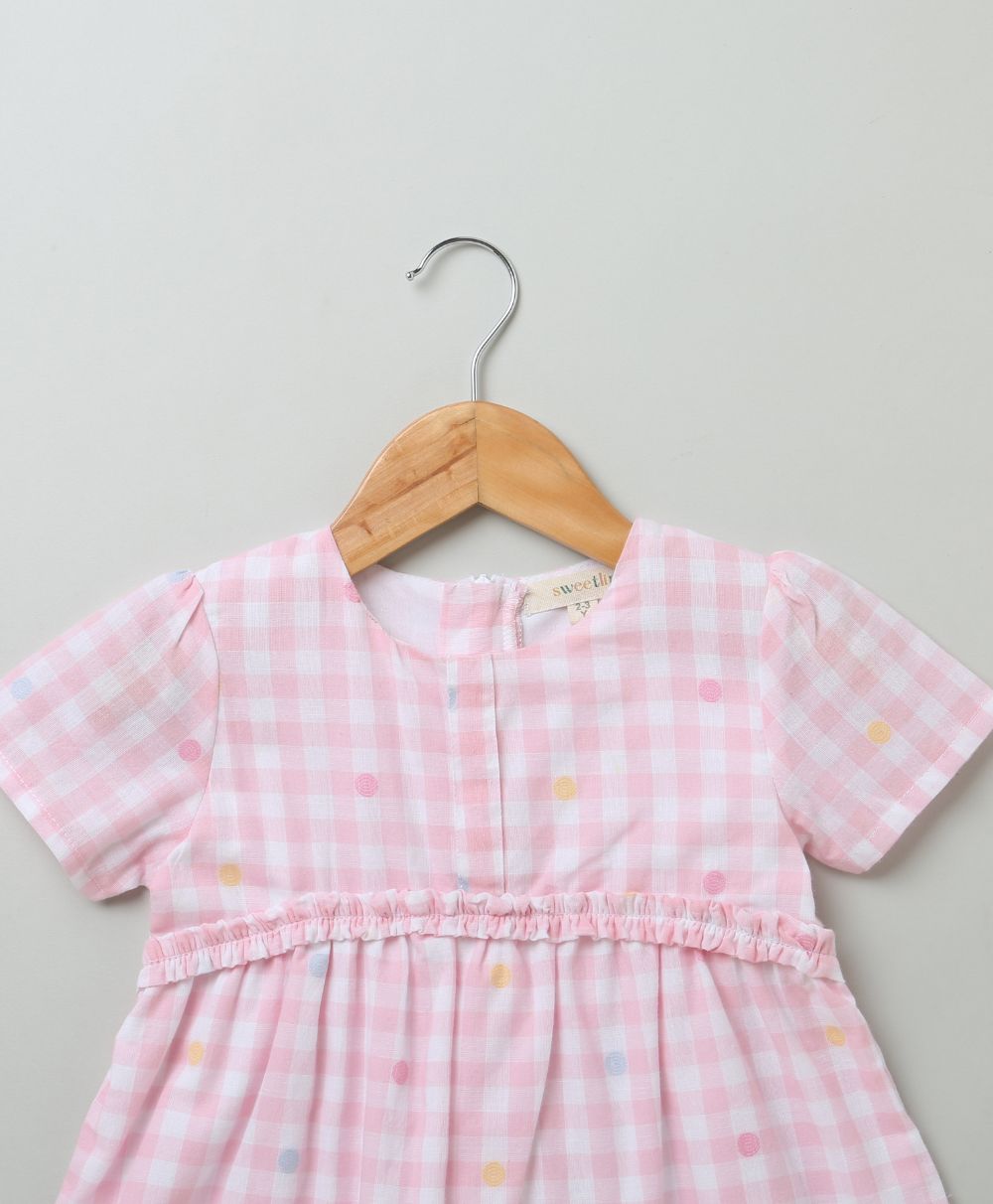 Baby Pink and White Checks Dress