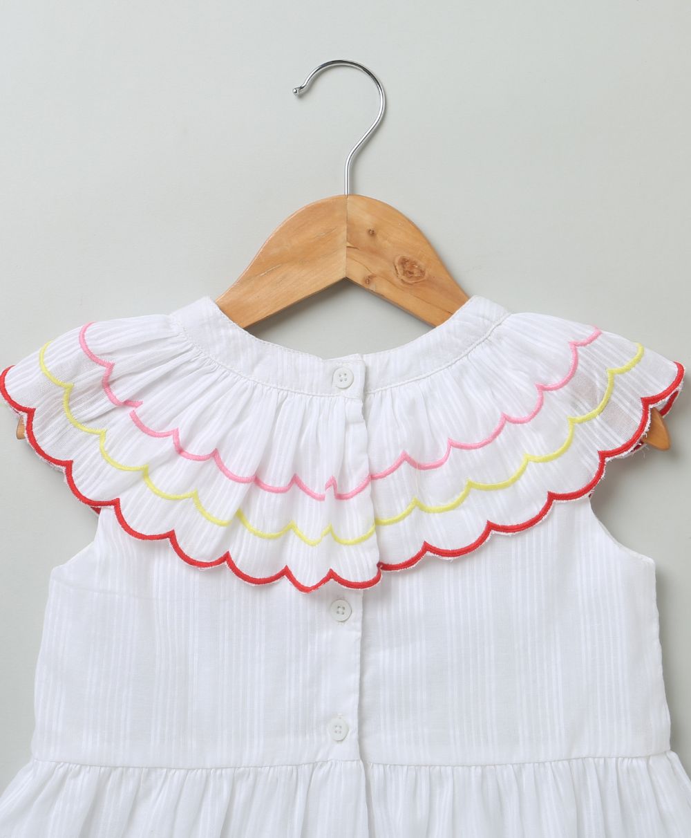 White Ruffle Dress with a Bloomer
