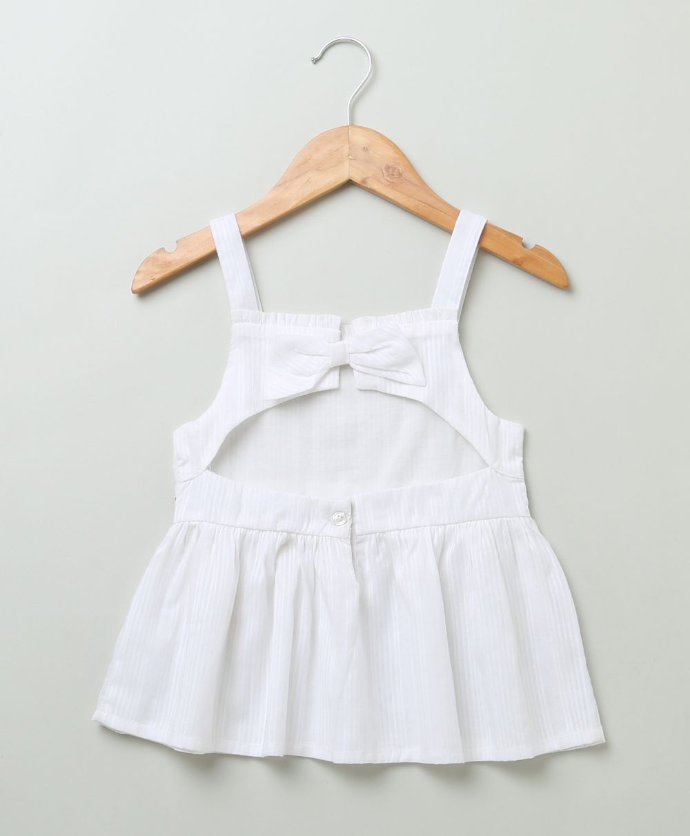 Floral Embroidery White Organic Cotton Top