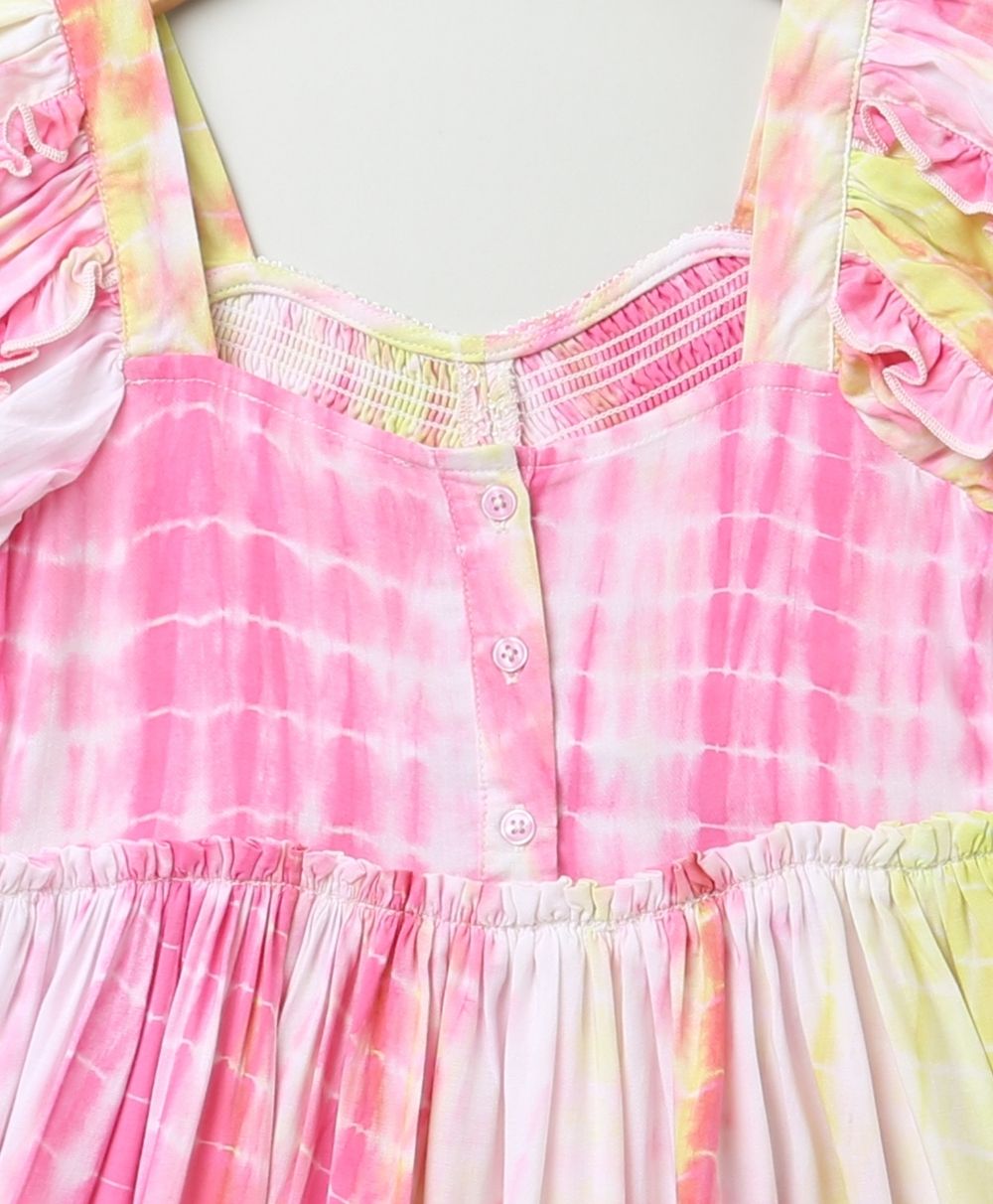 Cotton Tie-Dye Smoking A Line Dress