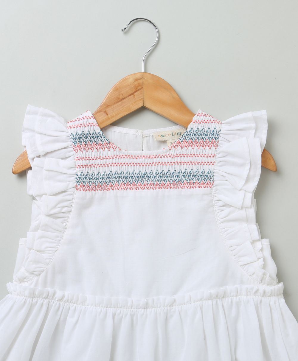 Embroidered Crew Neck Dress