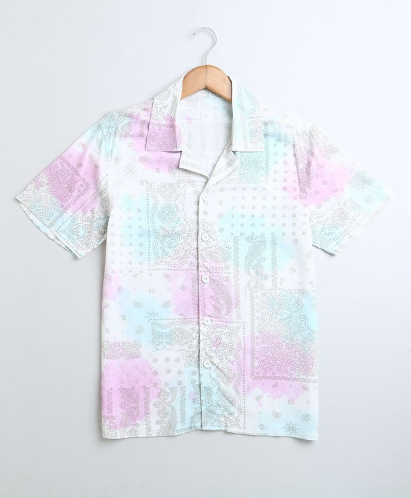 Blue & Pink Tie Dye Cotton Viscose Shirt
