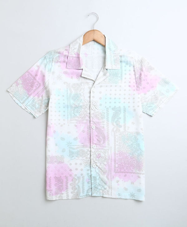 Father-Son Twinning Blue & Pink Tie Dye Cotton Viscose Shirt.