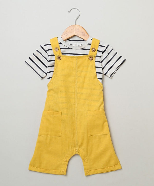 Cotton Dungaree and Jersey T-Shirt Stripes  Co-ord Sets.