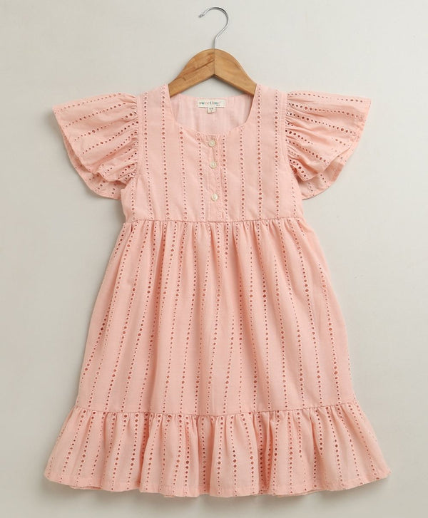 Sweetlime By AS Pastel Pink Schiffly Dress - Pink