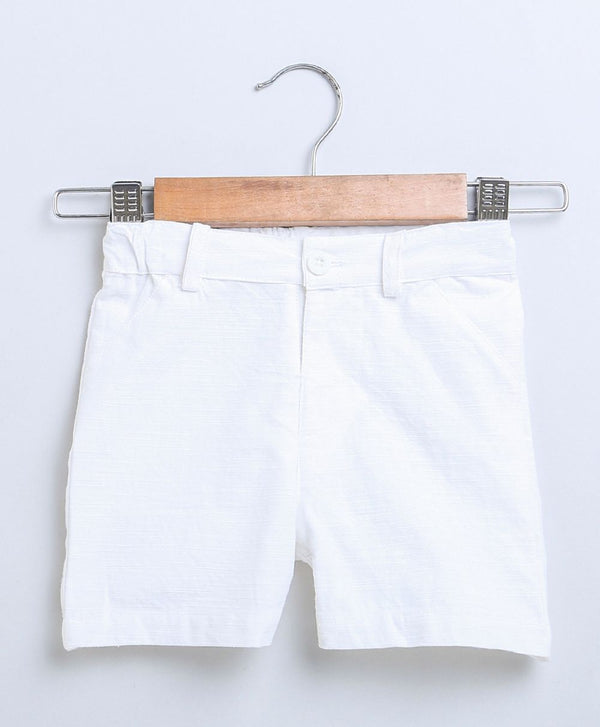 White Cotton Slub Shorts