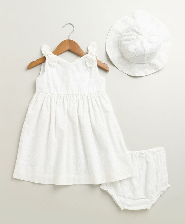 Sweetlime By AS Daisy Breeze Organic Cotton Co-ord Set With a Hat - White