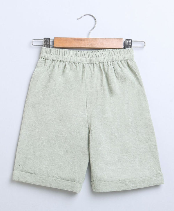 Green Cotton Slub Shorts