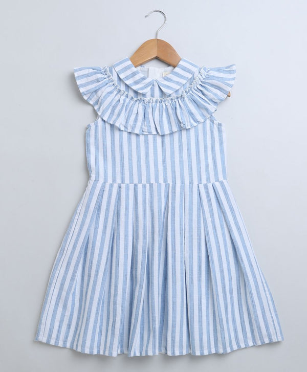 Blue and White Striped Cotton Sun Dress