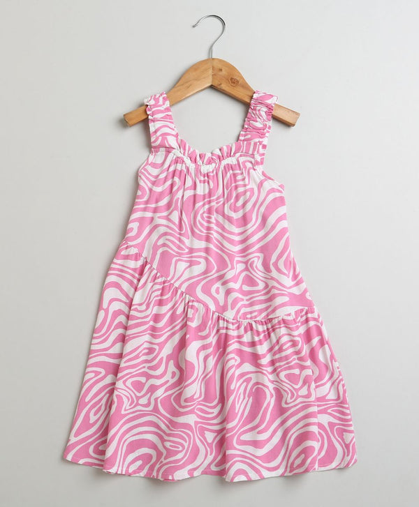 Pink & White Wavy Striped Dress