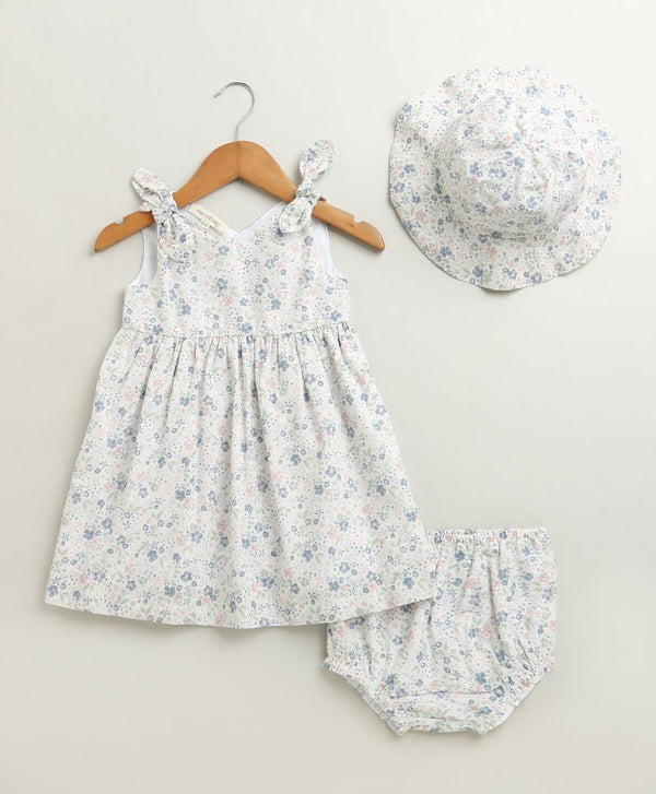 Sweetlime By AS Blossom Breeze Organic Cotton Co-ord Set with A Hat - White