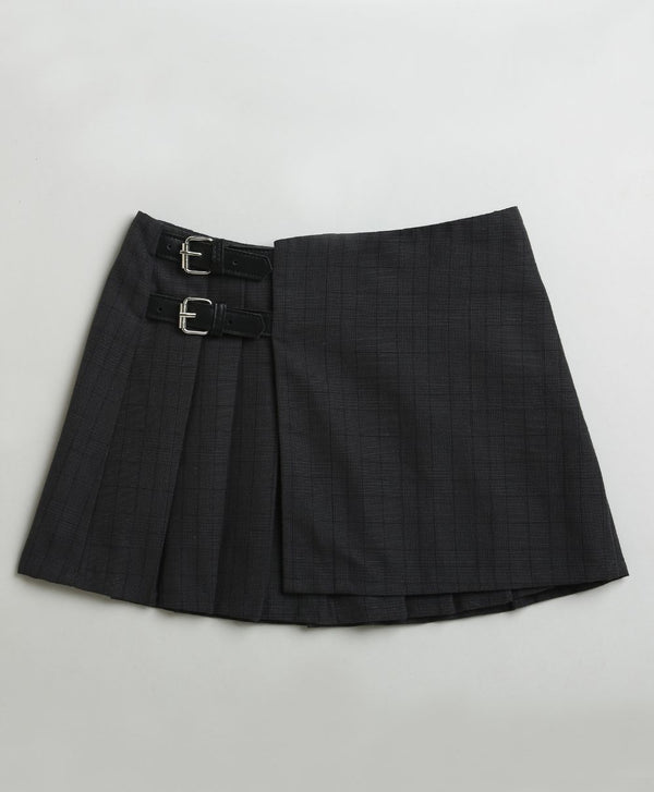 Black Pleated Organic Cotton Mini Skirt