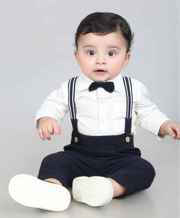 Sweetlime By AS Little Gentleman Formal Co-ord Set - White & Dark Navy