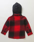 Red & Black Checks Cotton Flannel Hoodie Long Sleeve Shirt - detachable hoodie