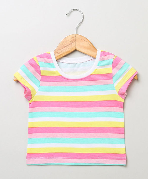 Half Sleeves Multicoloured Striped T-shirt