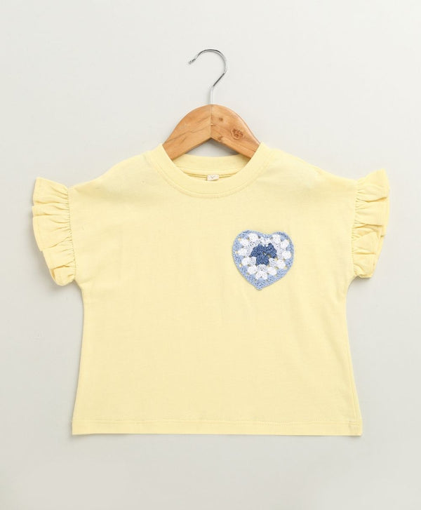 Honey Heart Ruffle Cotton T-shirt