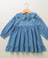 White Hearts Printed Cotton Denim Full Sleeves Dress