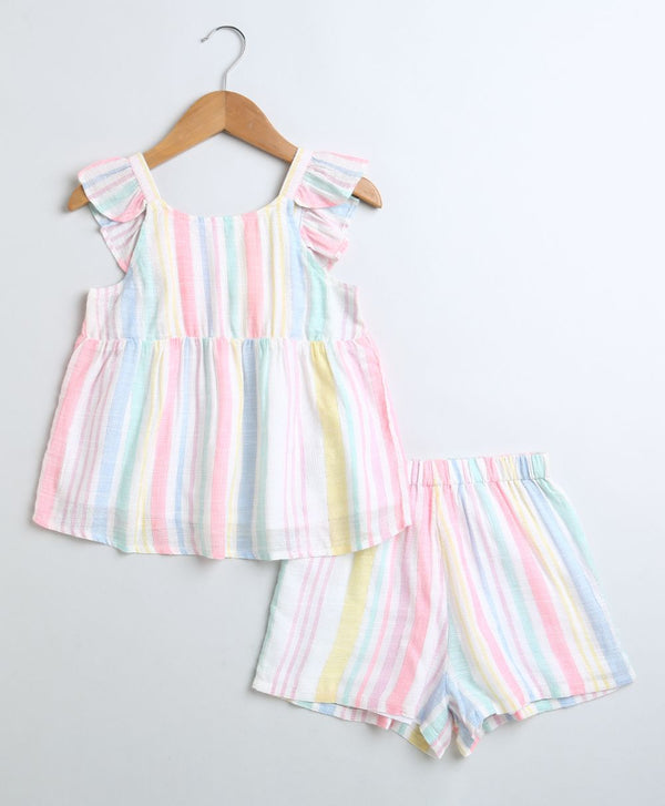 Yarn Dyed Cotton Multi Coloured Striped Luxrex Co-ord Set