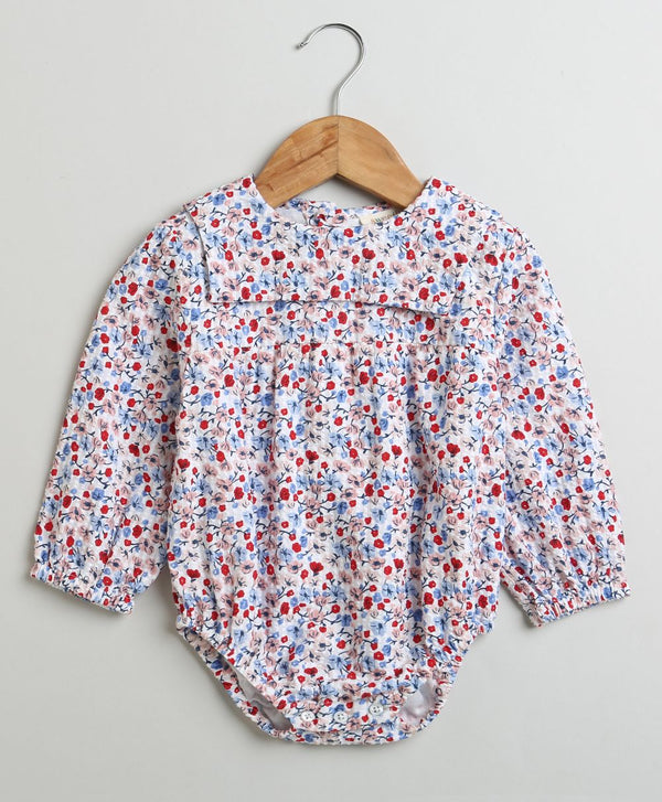 Red & Blue Floral Print Organic Cotton Bodysuit