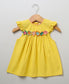 Flutter Sleeves Yellow Top with Multicoloured Cotton Twill Shorts