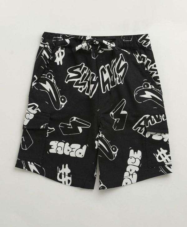 Unisex Graffiti Cotton Elastane Shorts - Streetwear