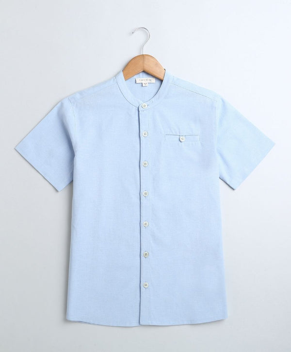 Blue Cotton Linen Shirt