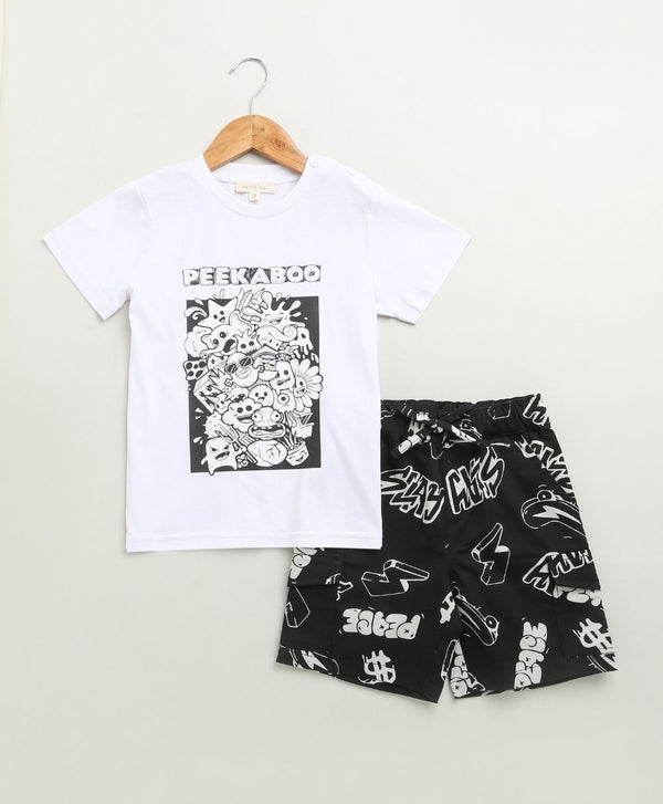 Unisex Peekaboo T-shirt & Graffiti Cotton Elastane Shorts - Streetwear
