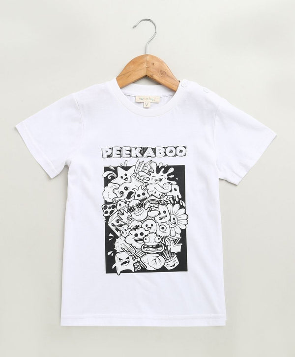 Unisex Peekaboo Cotton T-shirt - White - Streetwear
