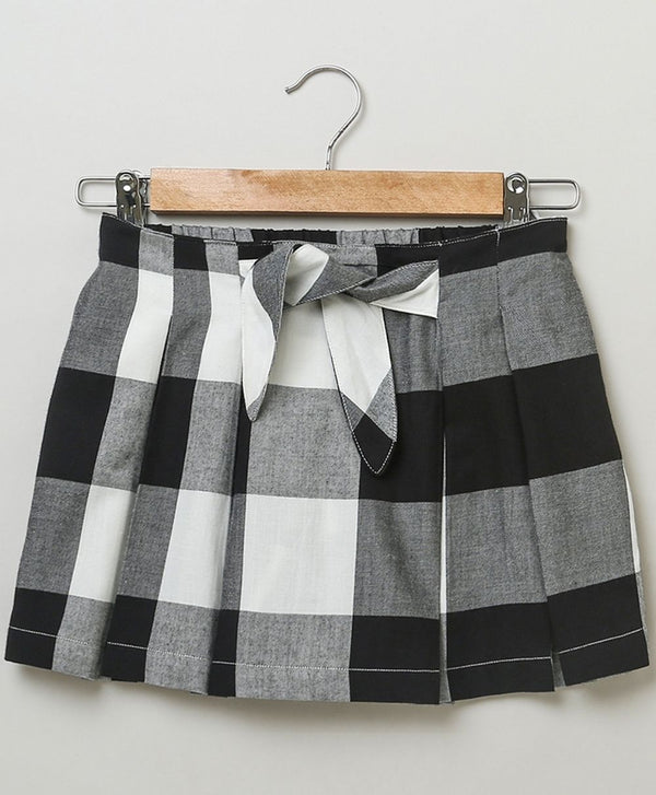 White and Black Checkered Skirt Cum Shorts