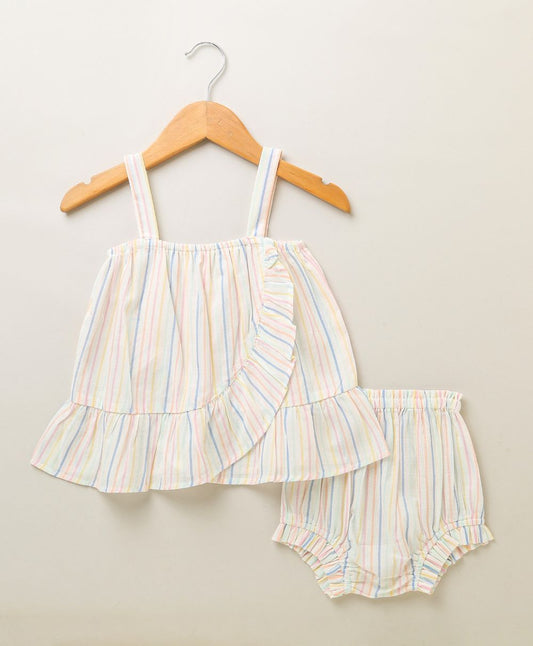 Multicoloured Striped Top with a Bloomer