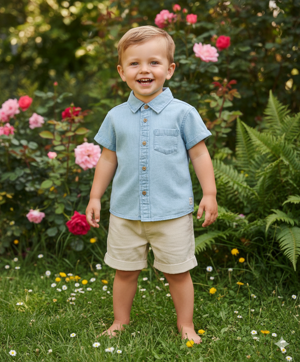 Sweetlime By AS Baby Boys'  Denim and Beige Set - Blue & Beige