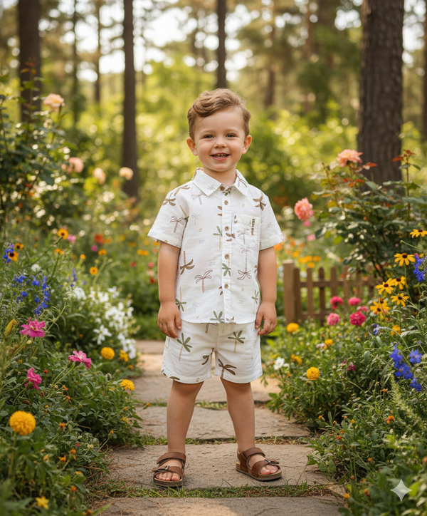 Sweetlime By AS Tropical Breeze Cotton Co-ord Set - White