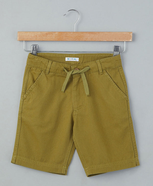 Olive green cotton twill shorts