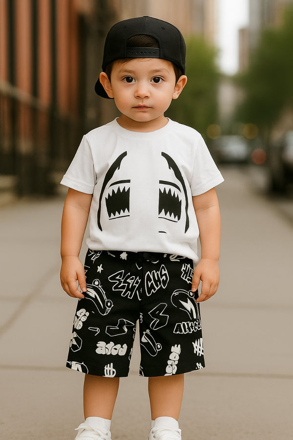 Jaws & Graffiti Cotton Co-ord Set - Streetwear