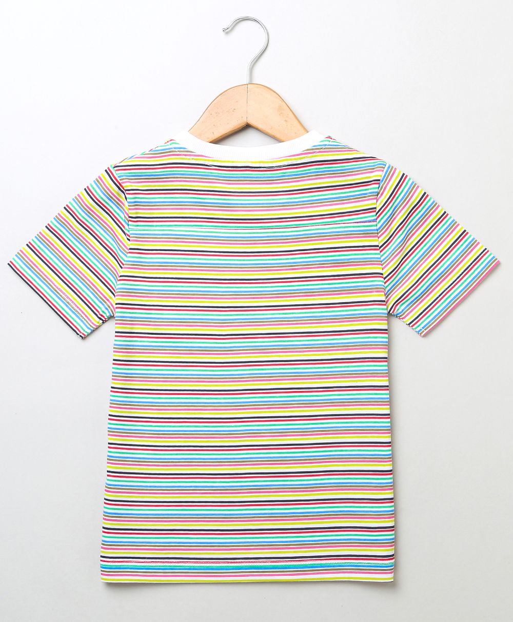 Multicoloured Stripes Girls T-shirt