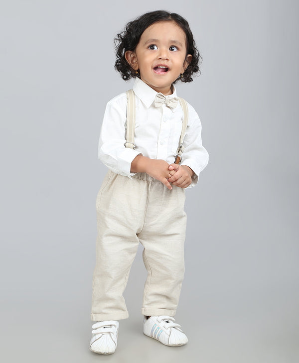 Sweetlime By AS Little Gentleman Formal Set - White & Beige