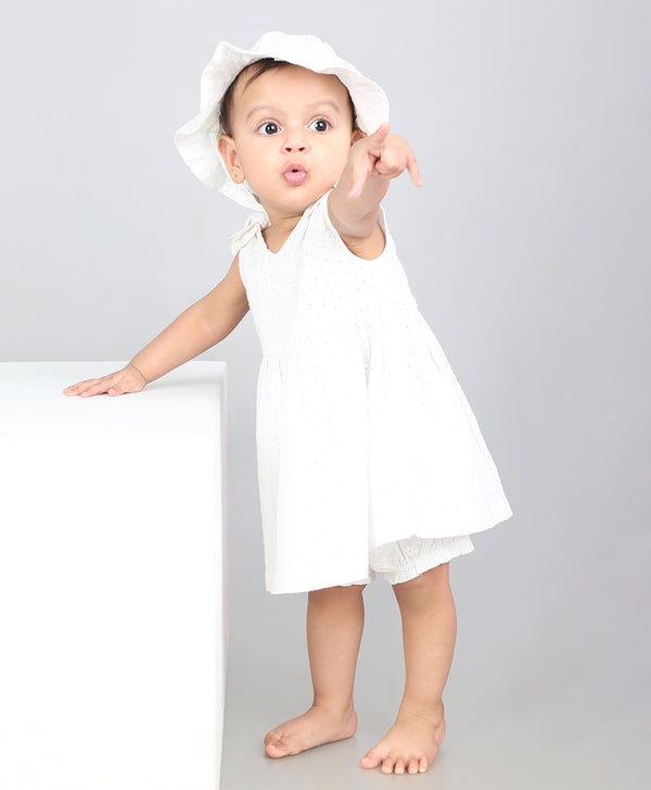 Sweetlime By AS Daisy Breeze Organic Cotton Co-ord Set With a Hat - White