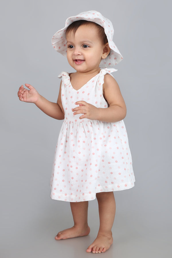 Sweetlime By AS Cherry Petal Co-ord Set With A Hat - White