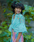 Mint Green Cotton Shirt Rainbow Striped Skirt