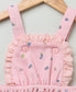 Pink Cotton Waffle Dungaree Dress