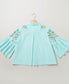 Mint Green Cotton Shirt Rainbow Striped Skirt