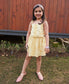 Yellow Lace Insert Cotton Dobby Dress