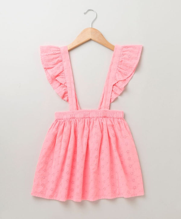 Neon Pink Organic Cotton Dungaree Skirt