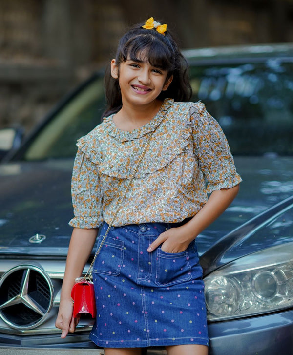 Multicoloured Floral Printed Cotton Blouse